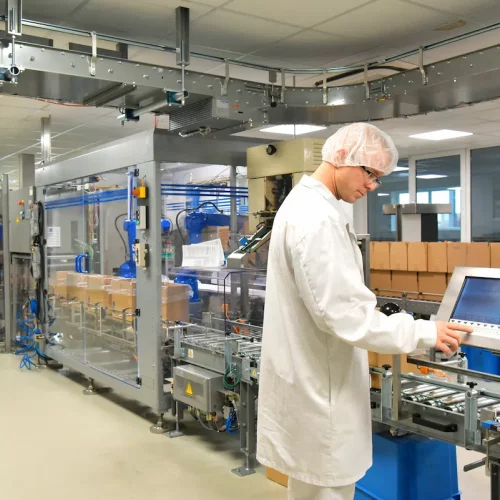 Temperature-controlled packaging room in pharmaceutical company